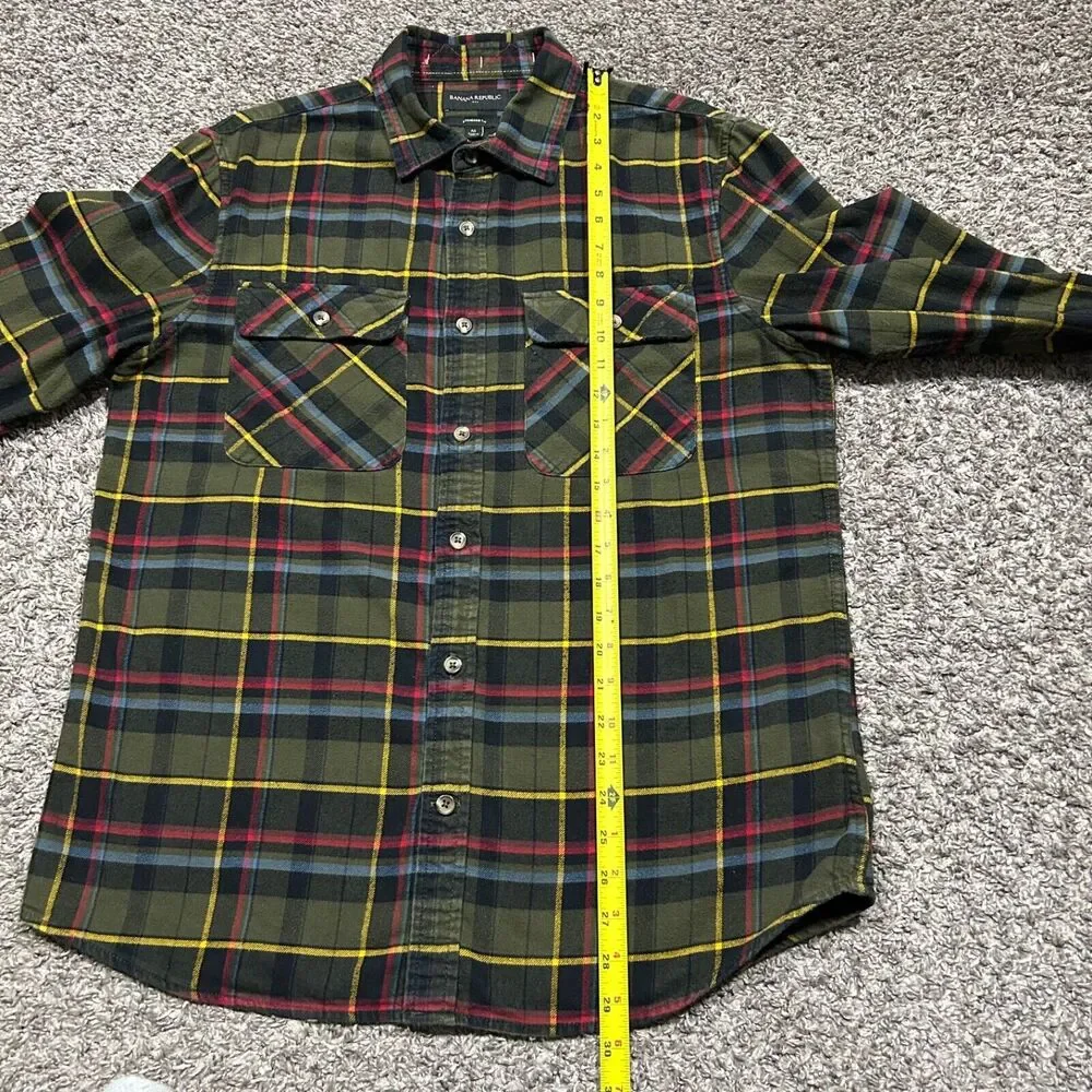 Banana Republic Flannel Shirt Long Sleeve Button Up Cotton Textured Mens Medium